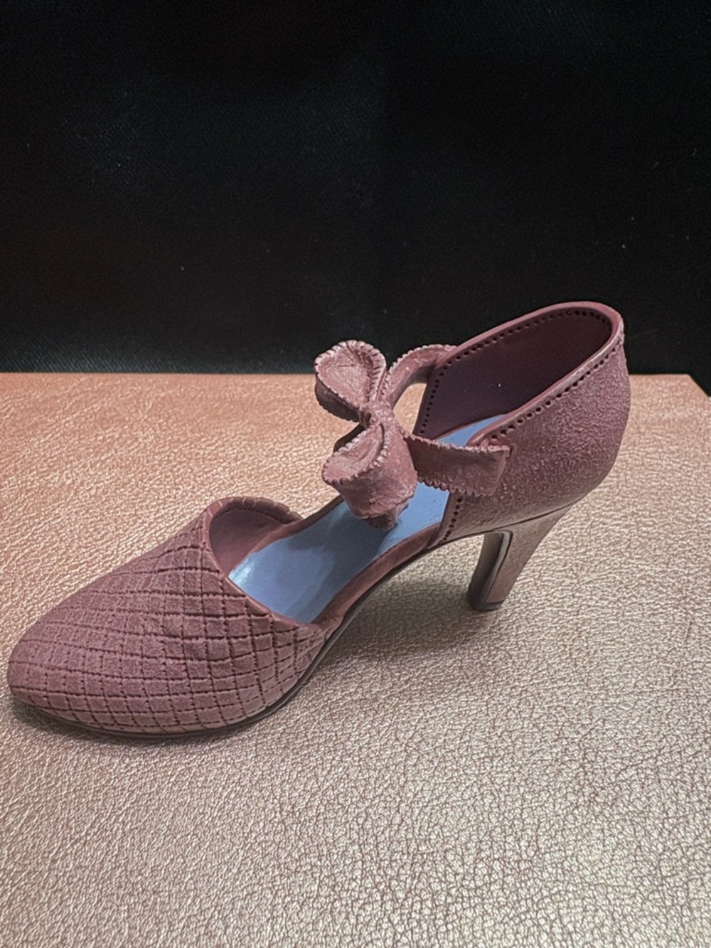 Just The Right Shoe Textured Mauve Heels with Bow - Picture 2 of 5